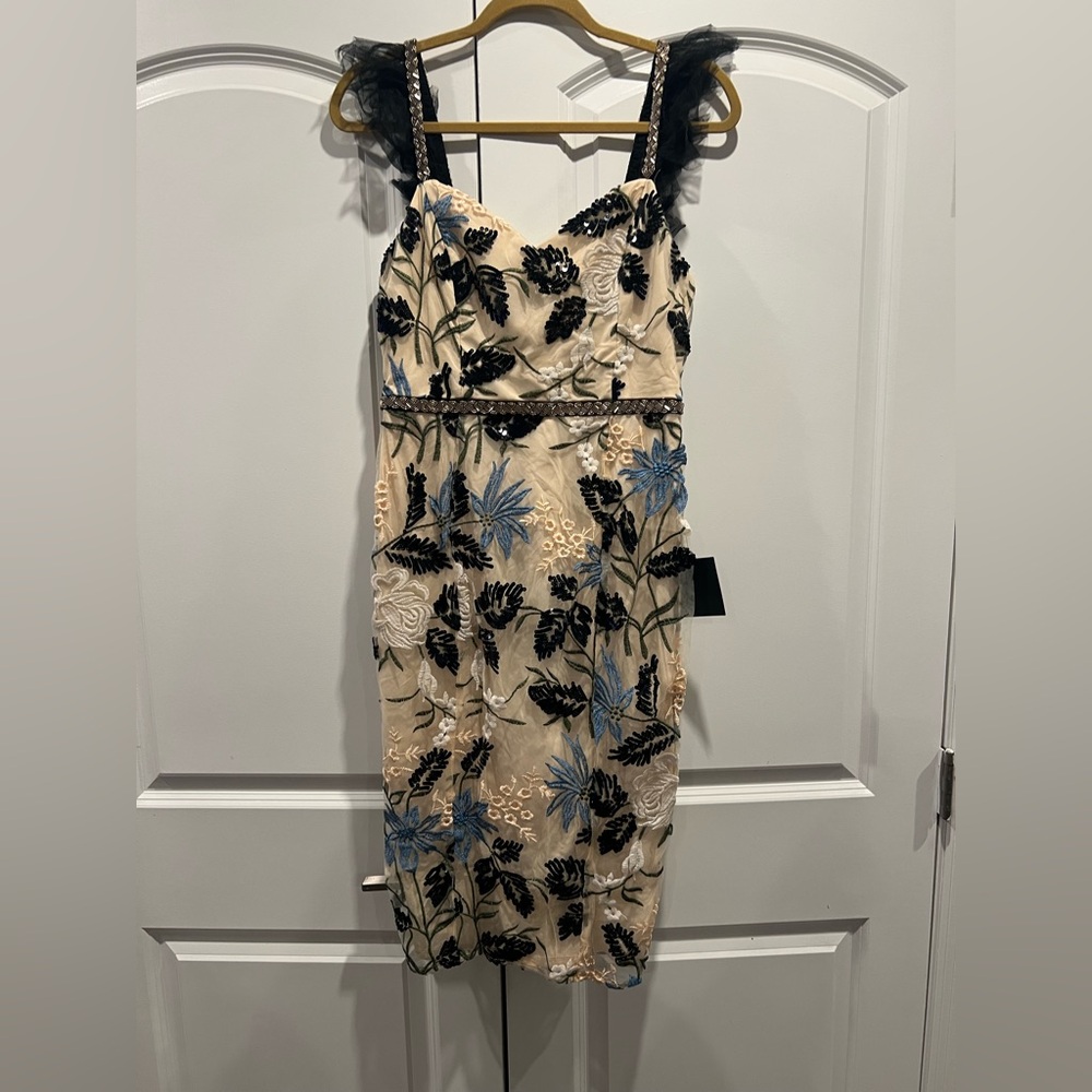 Lulu's Black and Blue Floral Midi Dress